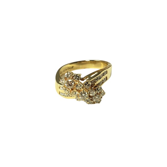 Vintage 14 Karat Yellow Gold and Diamond Cluster Ring Size 8.5 #13814 - Picture 2 of 8